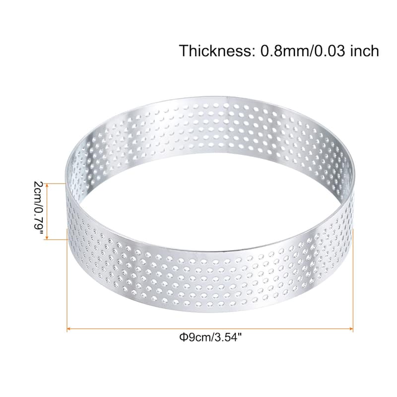 Stainless Steel Cake Rings Round Perforated Circle Baking Dessert Cake Ring - 3.5"