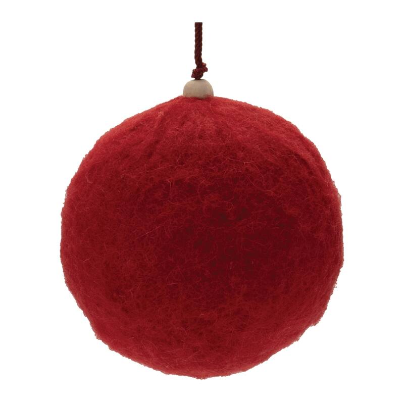 Felt Ball Christmas Ornaments - 4.75" - Red - 4ct