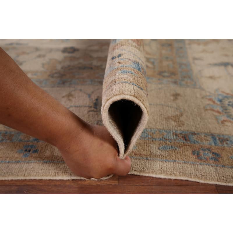 Hand Knotted Oriental 100% Wool Carpet Transitional All-Over Beige & Ivories Oushak Area Rug - 10' 0'' X 8' 0''