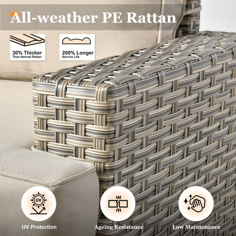 XIZZI 9-piece Patio Furniture Outdoor Wicker Sofa Seating Set