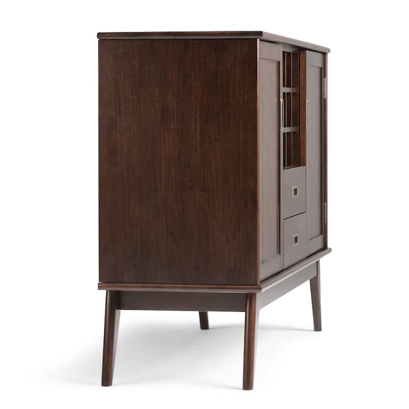 WYNDENHALL Tierney SOLID HARDWOOD 54 inch Wide Mid Century Modern Sideboard Buffet and Winerack - 54 W x 17 D x 36 H