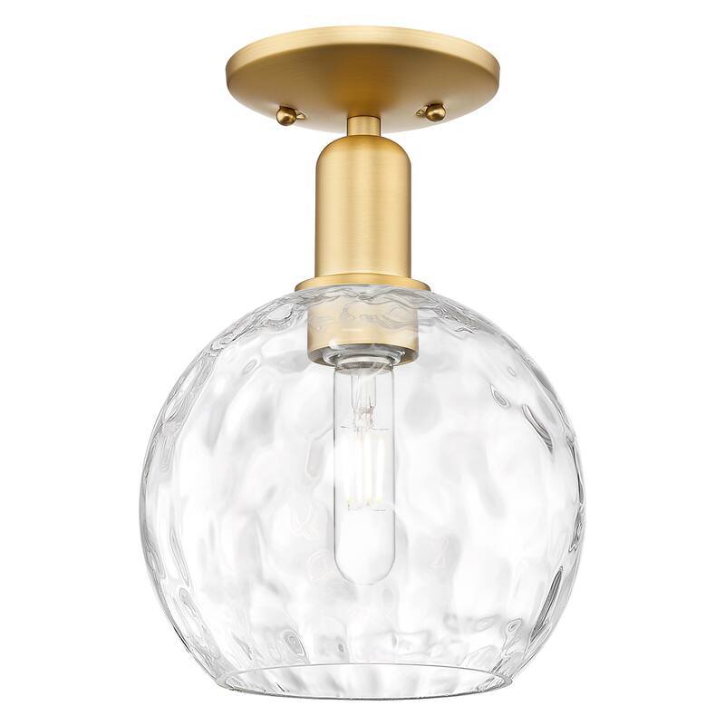 Innovations Lighting Endless Possibilities Arcadia - Athens Water Glass - 1 Light 8" Semi-Flush Mount - Satin Gold