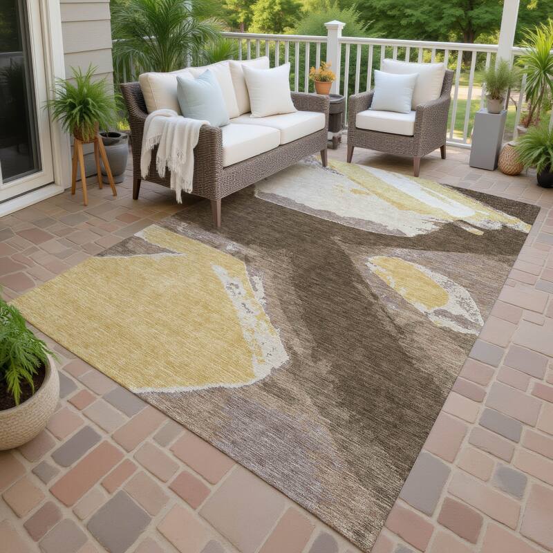 Machine Washable Indoor/ Outdoor Modern Cheney Chantille Rug - Chocolate - 3' x 5'