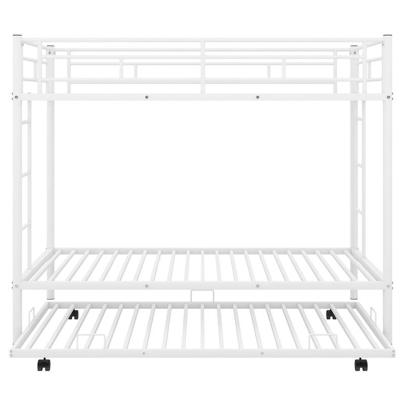 Twin Over Twin Metal Bunk Bed with Twin Trundle