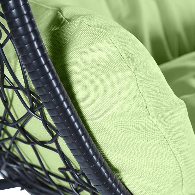 2-Person Outdoor Hanging Egg Chair with Teardrop Frame, Weather-Resistant Cotton Cushioned Seat for Patio and Indoor Use