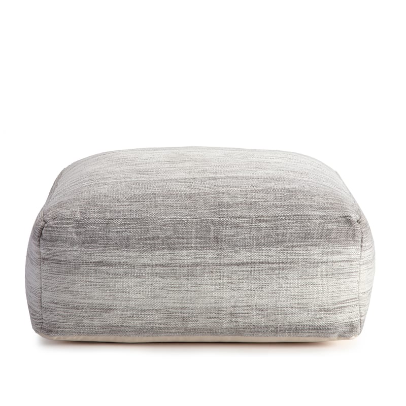 Jani Rincon 34-inch Gray & Ivory Square Oversized Pouf Ottoman - Stylish Footrest for Living Room