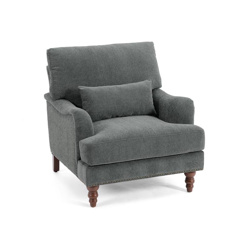 2 Piece Mid-Century Modern Oversized Accent Armchair Upholstered Chair