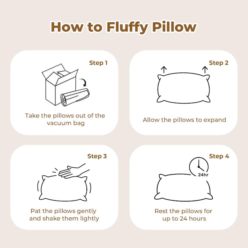 Set of 2 Goose Down Feather Oval Gusset Bed Pillows with 100% Cotton Cover - White