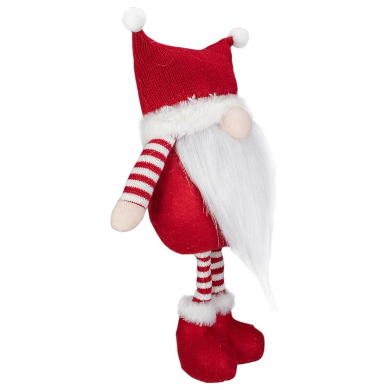 18.5" Plush Red and White Standing Tabletop Gnome Christmas Decoration