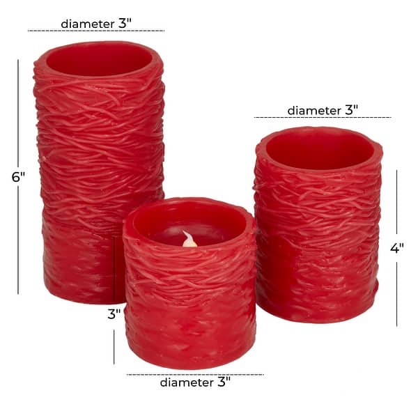 dimension image slide 0 of 5, Resin Traditional Flameless Candle (Set of 3) - S/3 6"4"3"H