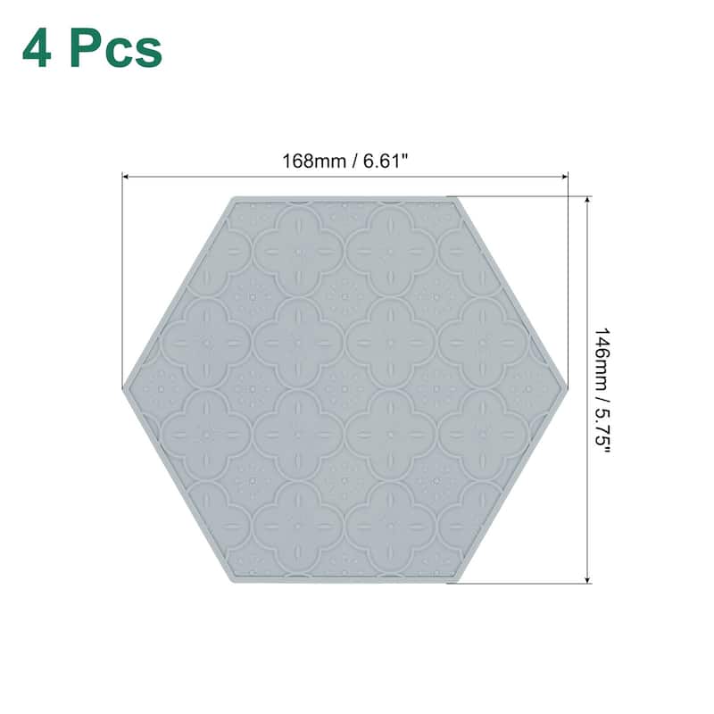 Coasters for Drinks, 4 PCS Modern Hexagon Heat-resistant Silicone Mat