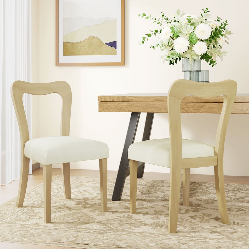 Dining Chairs Set of 2, Fabric Upholstered Dining Room Chairs Kitchen Side Chairs with Padded Seat and Open Back