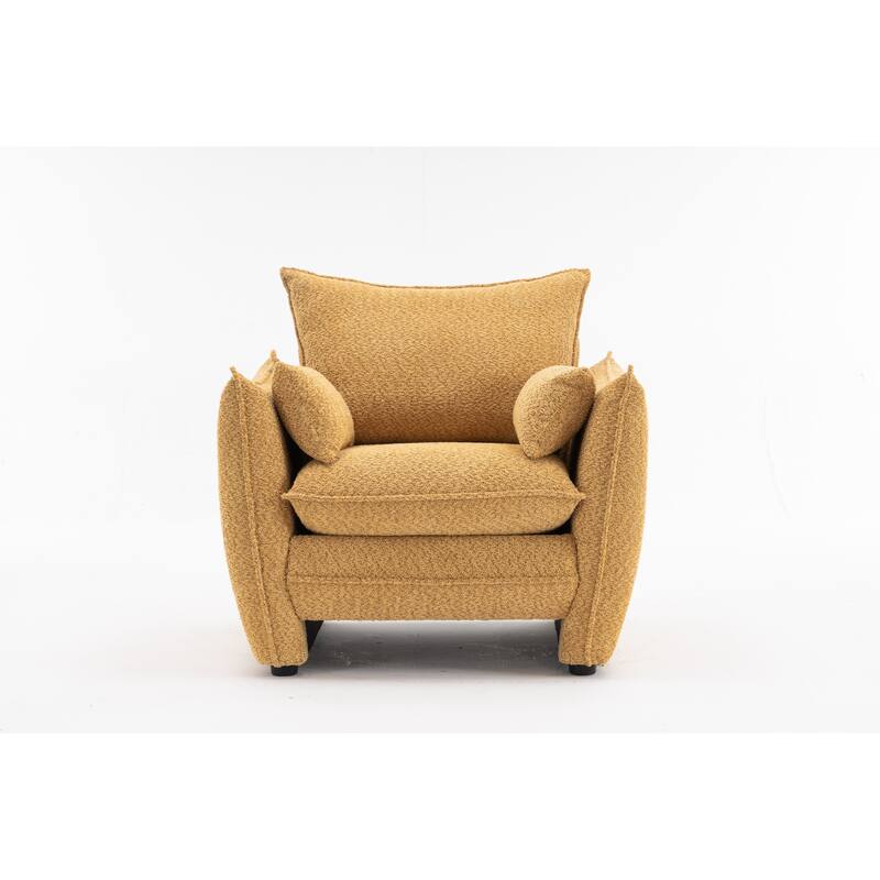 Chenille Sharp-Angle Accent Chairs with Steel Frame and Tool-Free Assembly