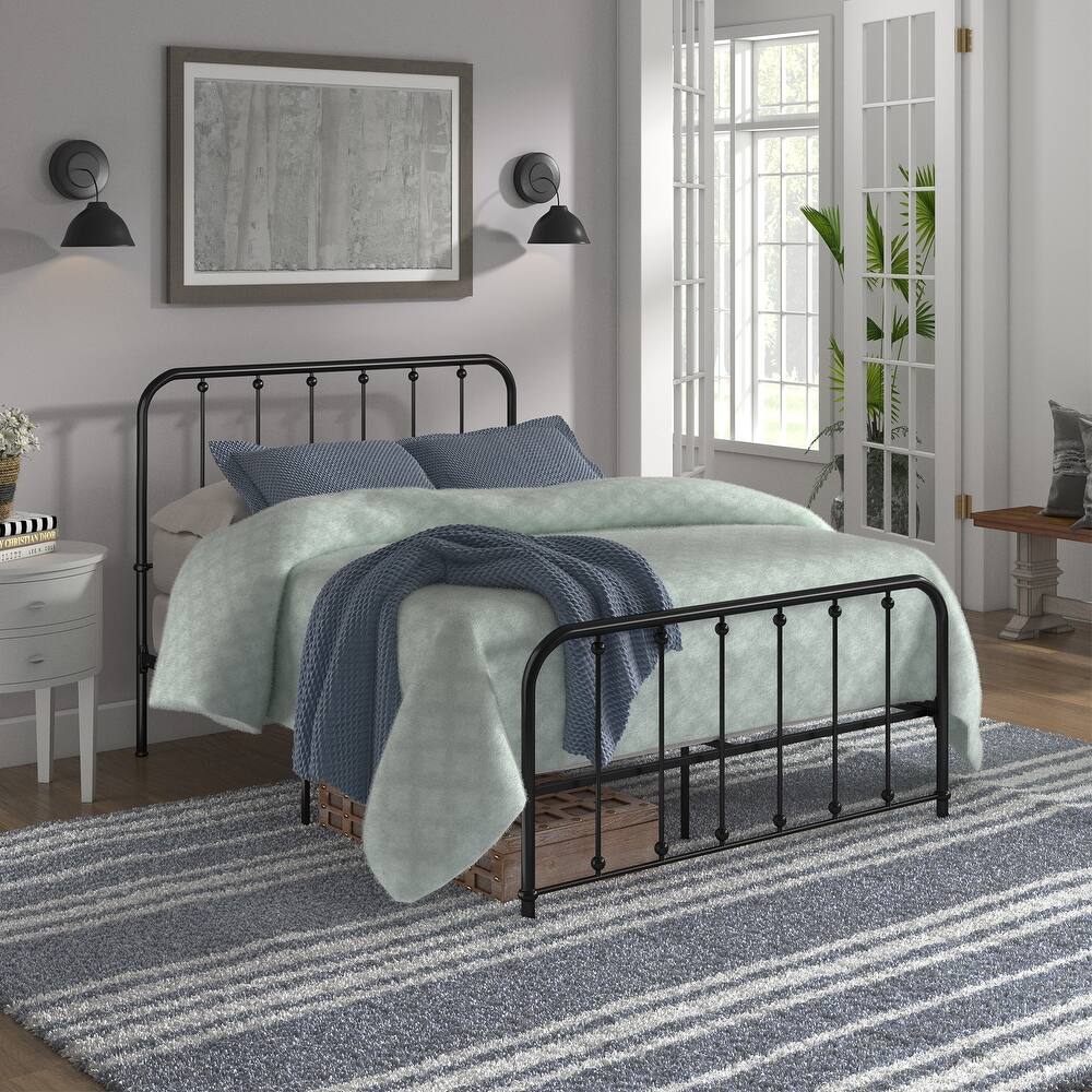 Kae Metal Bed with Beaded Headboard by iNSPIRE Q Classic