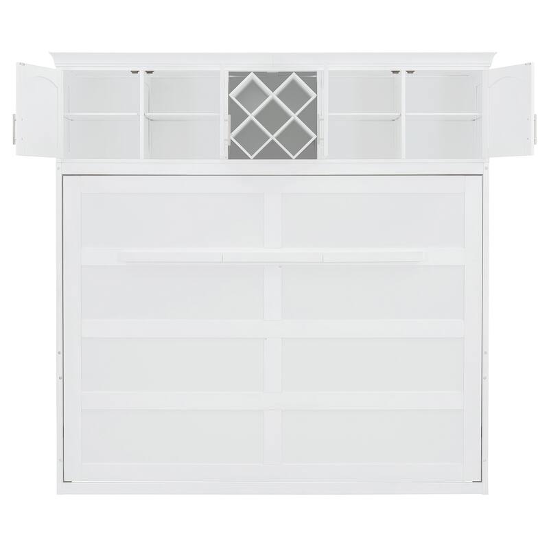 Queen Size Murphy Bed - Space-Saving Wall Bed Cabinet with Dual-Piston Mechanism, No Box Spring Needed