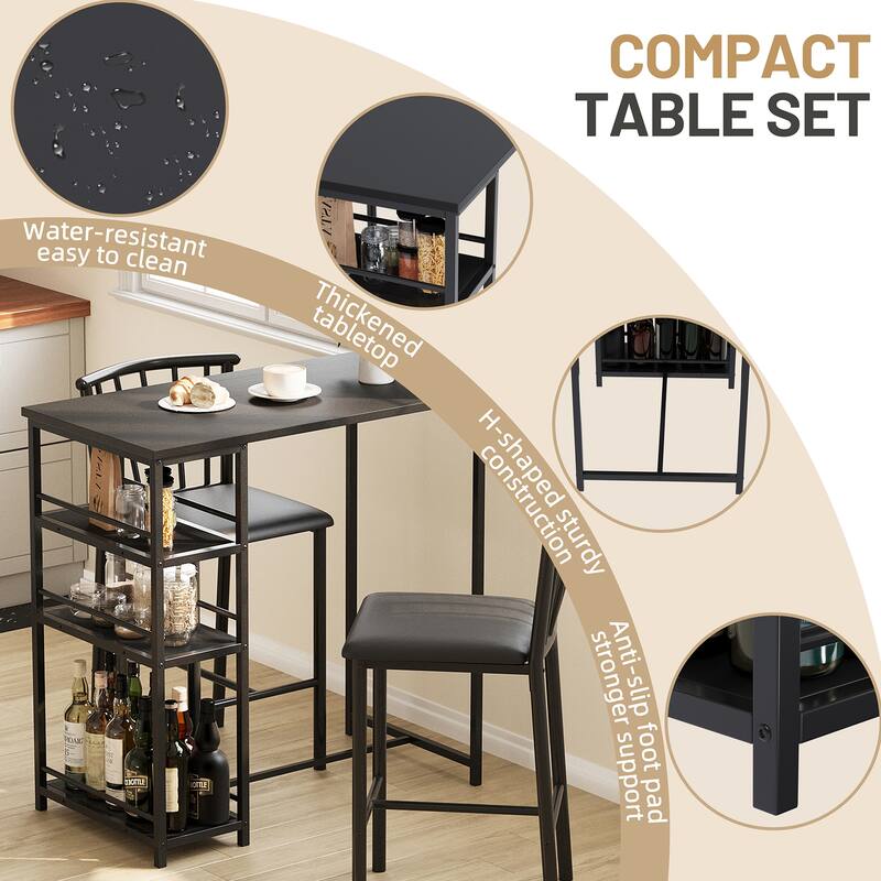 Futzca Dining Table Set, Kitchen Bar Table and Chairs, 3 Or 4 Pieces