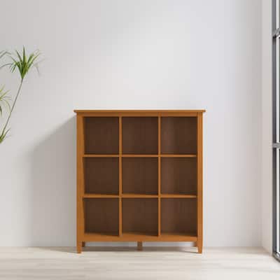 WYNDENHALL Norfolk SOLID WOOD 48 x 44 inch Transitional 9 Cube Storage in Light Golden Brown - 15.8"d x 44"w x 48"h