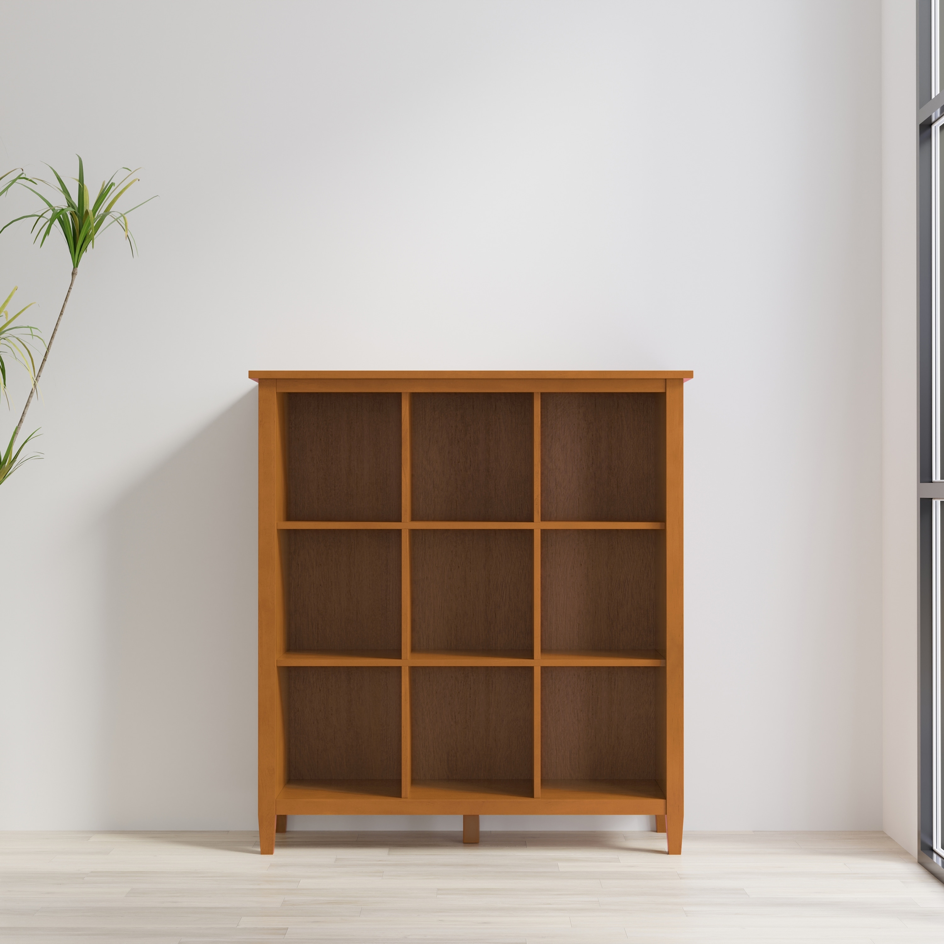WYNDENHALL Norfolk SOLID WOOD 48 x 44 inch Transitional 9 Cube Storage in Light Golden Brown - 15.8"d x 44"w x 48"h