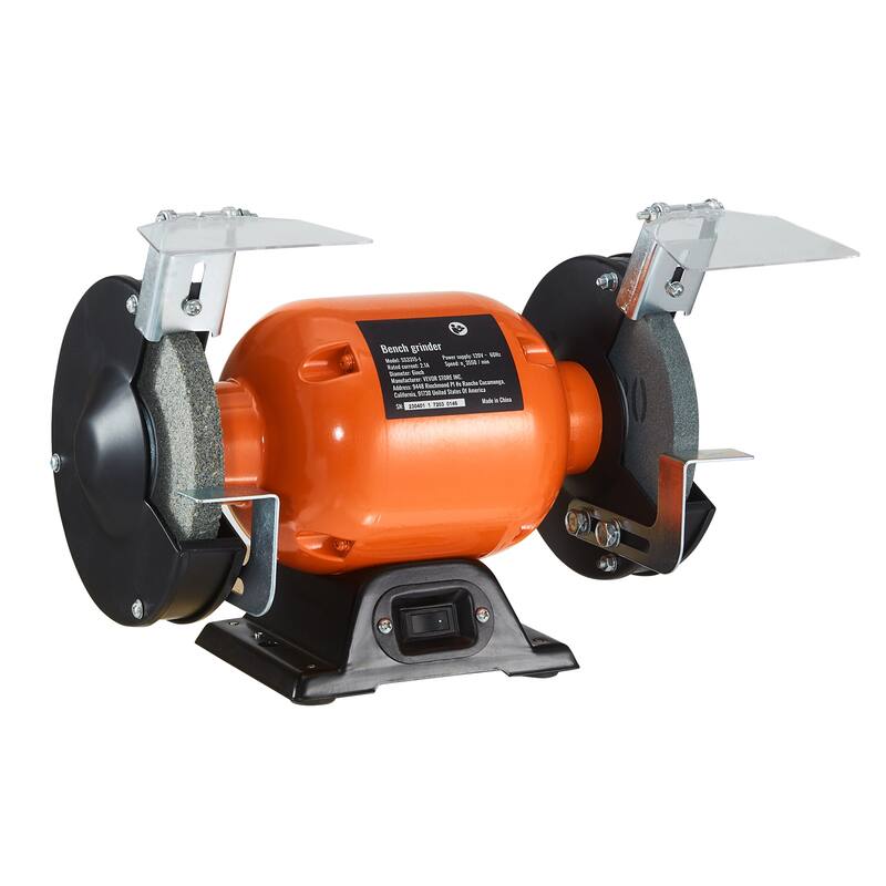 Bench Grinder, 6 inch Single Speed Bench Grinder with 2.1A Brushless Motor 3550 RPM Table Grinder - 6 inch - Orange