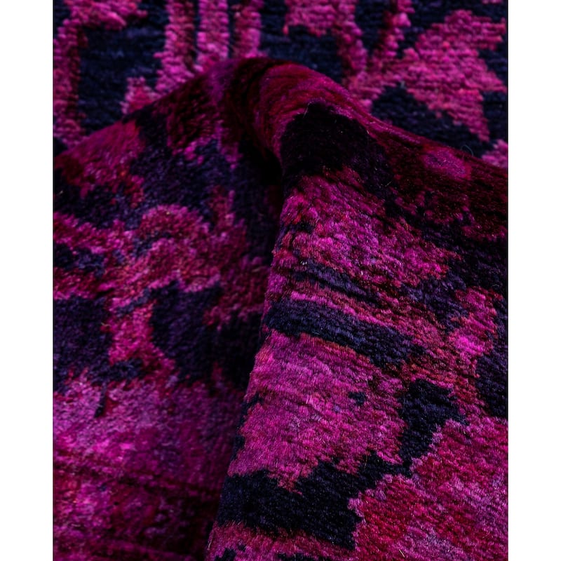 Overdyed One-of-a-Kind Hand-Knotted Area Rug - Pink - 2' 7" x 21' 4"