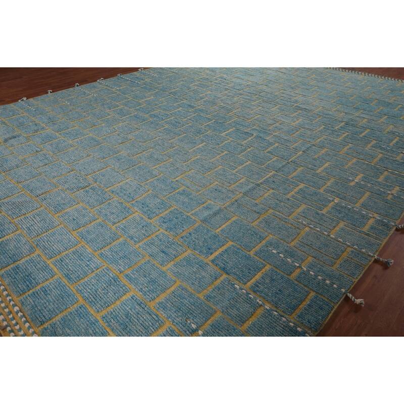Geometric Modern Moroccan Large Area Rug Handmade Wool Carpet - 11'10"x 16'0"