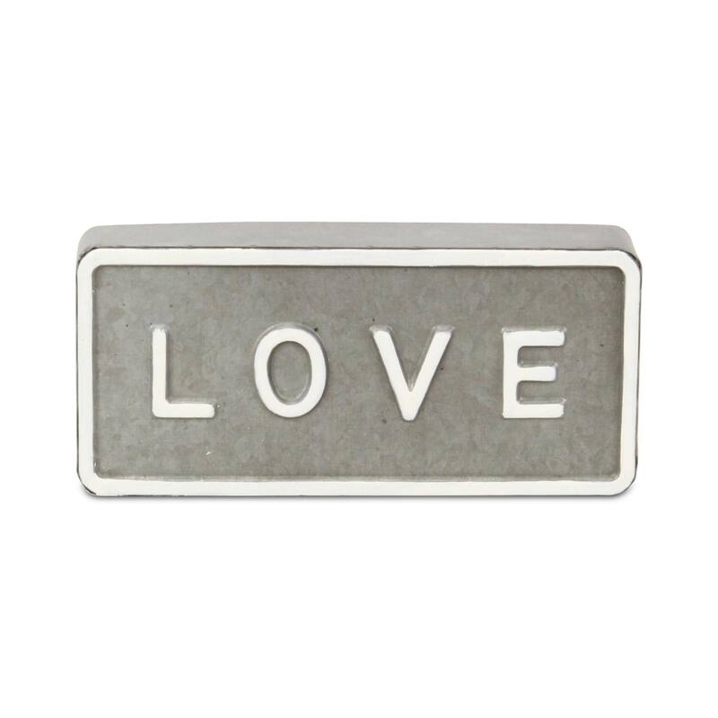 Raised Love Rectangular Metal Sign - 8.5"
