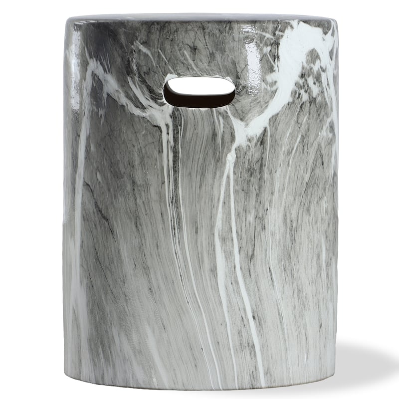 Marvel Ceramic Outdoor Garden Stool - 17" - Black and White