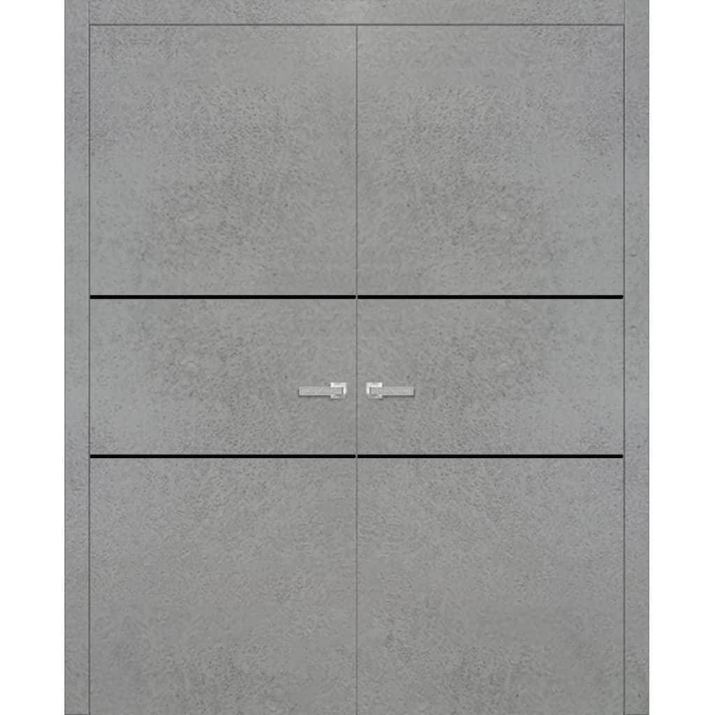 Solid French Double Doors 36 x 80 Planum 0014 Concrete with