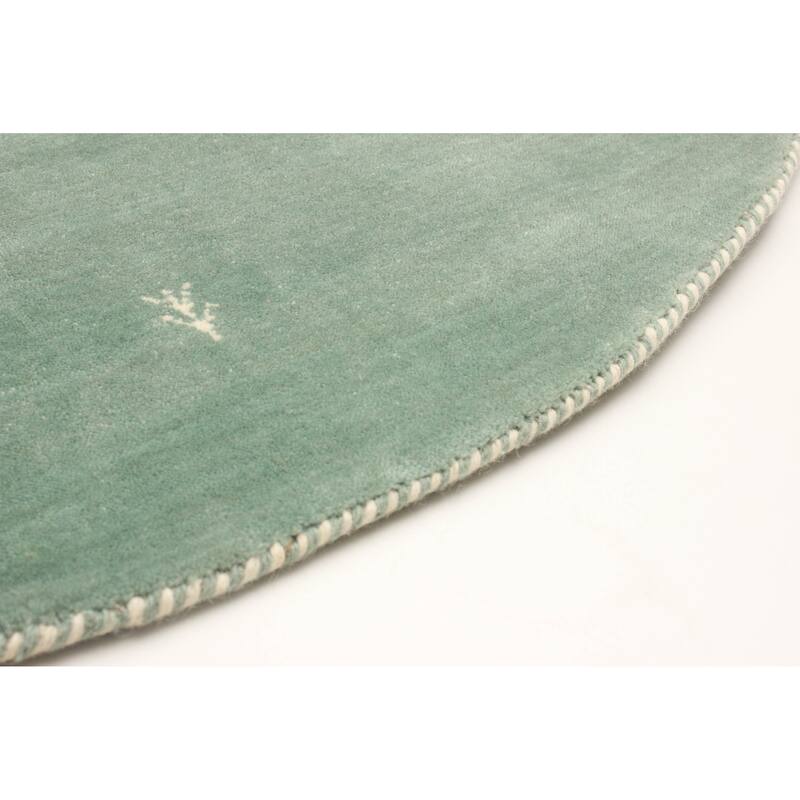 Kashkuli Gabbeh Teal Rug 4'11" x 4'11" - 4'11 x 4'11