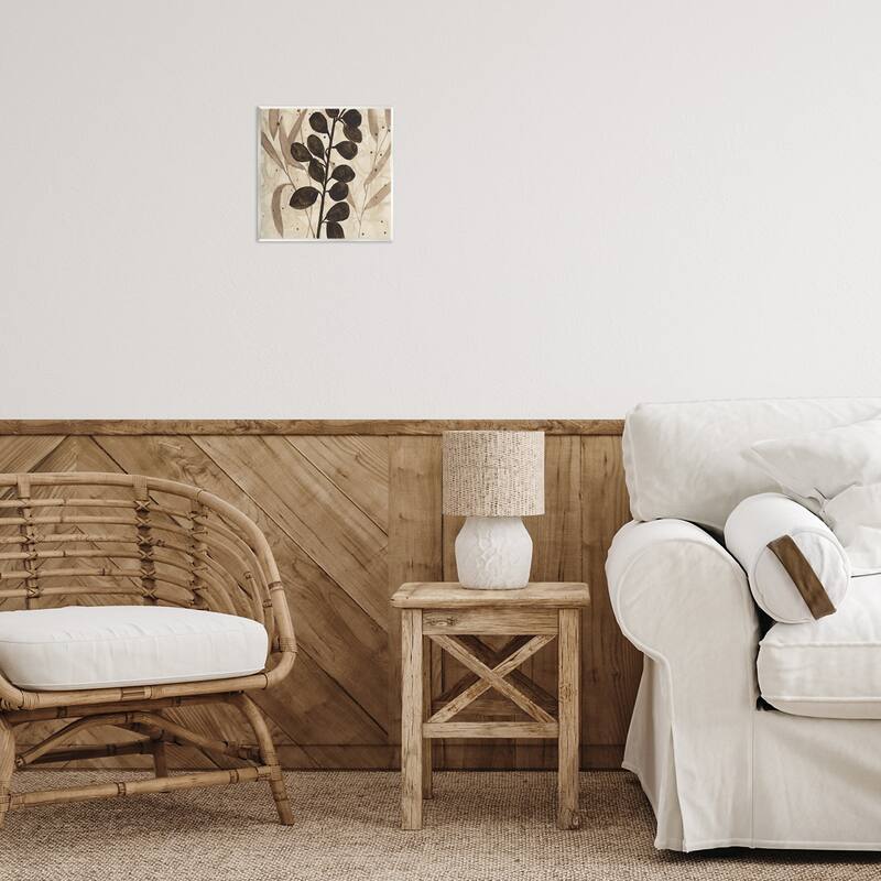 Stupell Beige & Brown Natural Leaves Wall Plaque Art Design By Krinlox