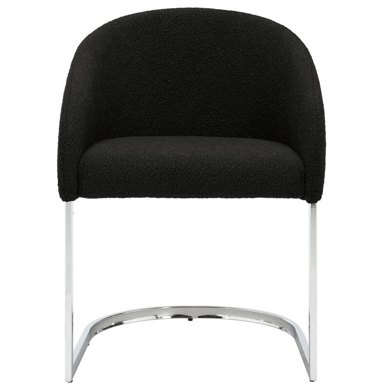 Modern Fabric Upholstered Dining Chairs, Boucle Arm Side Chair - 30" H x 22.2" W x 21.7" D