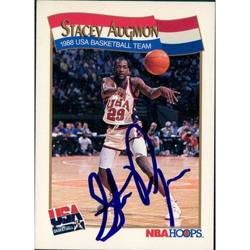 Shop Signed Augmon Stacey 1991 Nba Hoops Basketball Card
