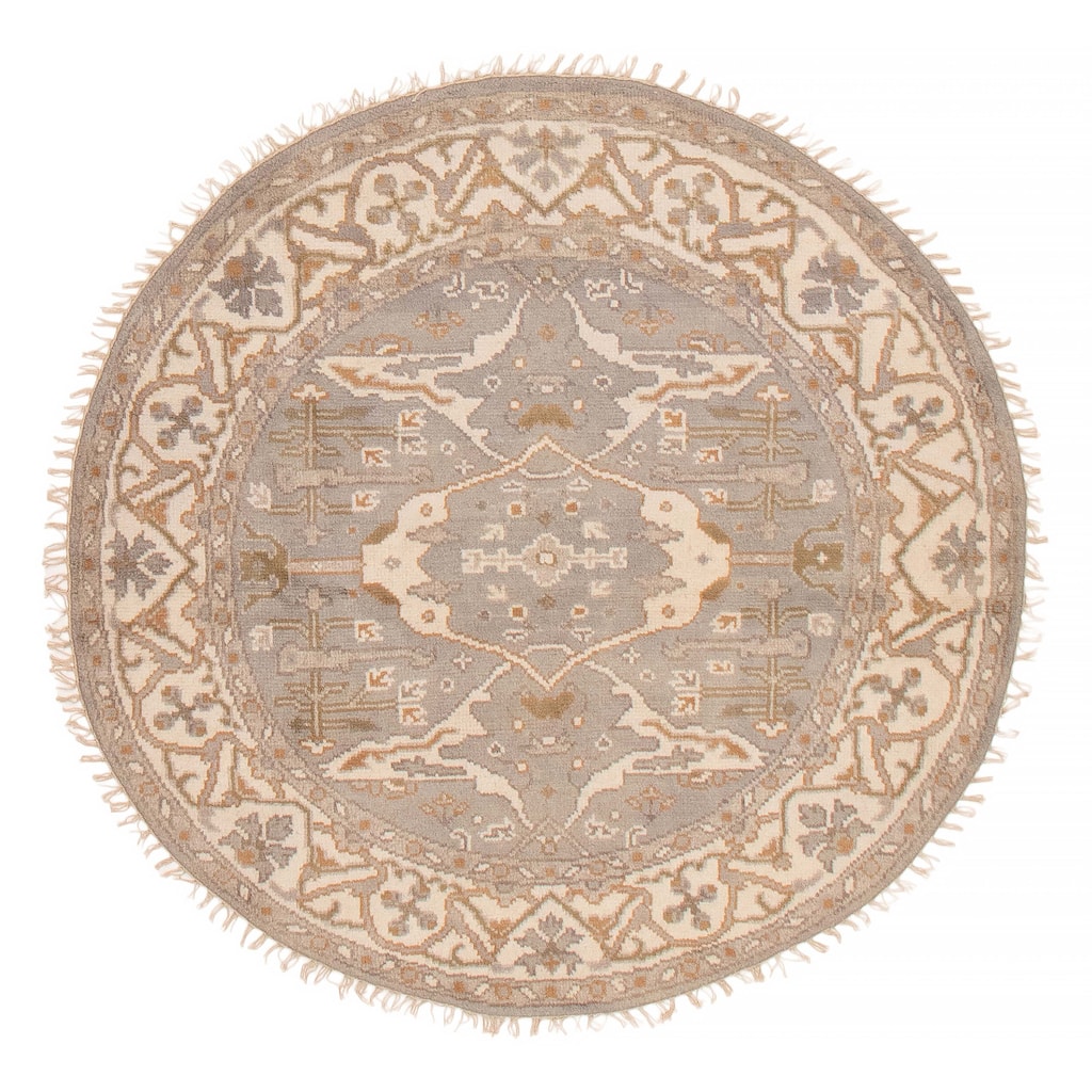 ECARPETGALLERY Hand-knotted Royal Oushak Grey Wool Rug - 4'10 x 4'10