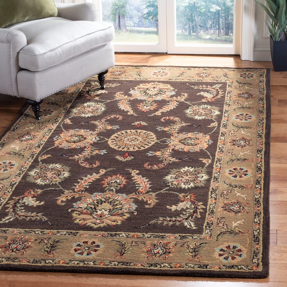 SAFAVIEH Handmade Heritage Block Print Rose Traditional Oriental Wool Rug