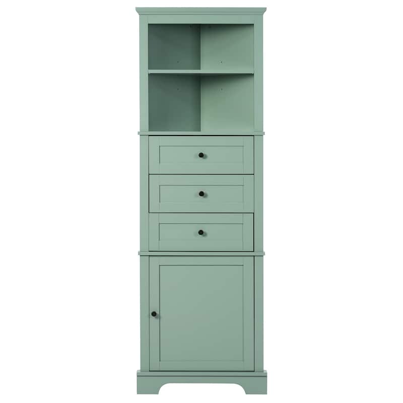 Triangle Tall Cabinet with 3 Drawers and Adjustable Shelves Corner lockers with Painted Finish for Bathroom