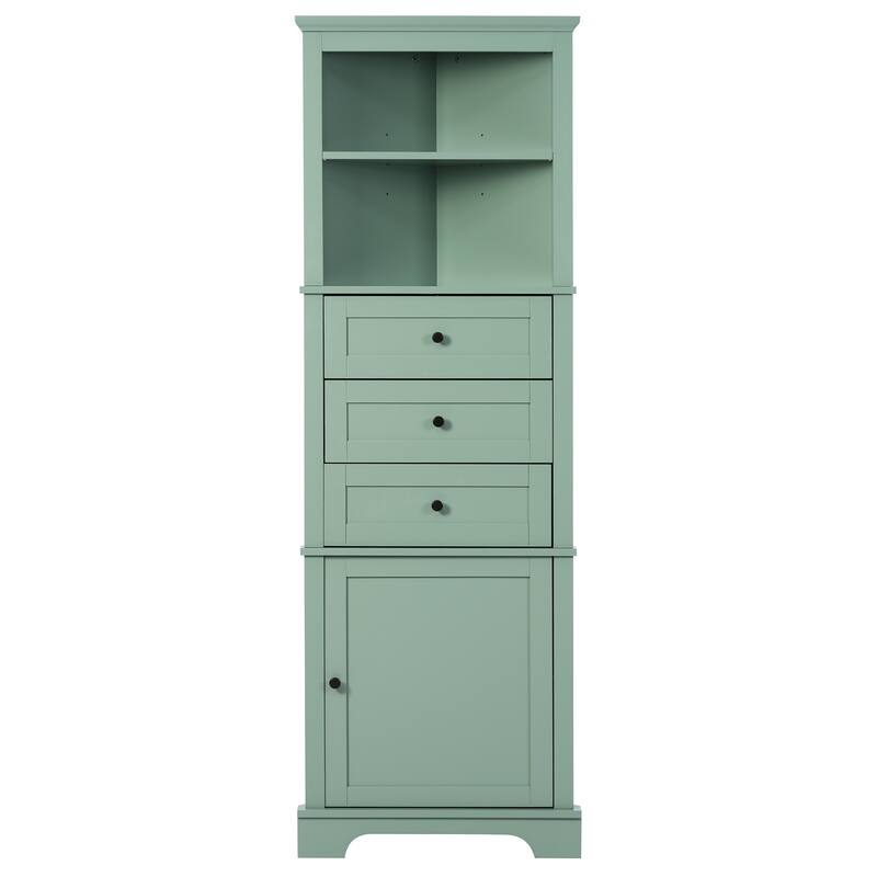 Triangle Tall Cabinet with 3 Drawers and Adjustable Shelves for Bathroom
