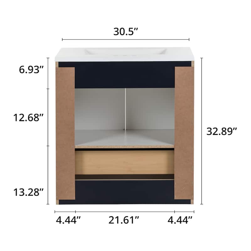 Spring Mill Cabinets Emlyn 30.5" Bathroom Vanity With Drawer and White Sink Top