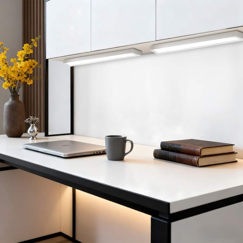 32 IN. Plug-in/Hardwired White 5 CCT Integrated LED Linkable Strip Under Cabinet Light
