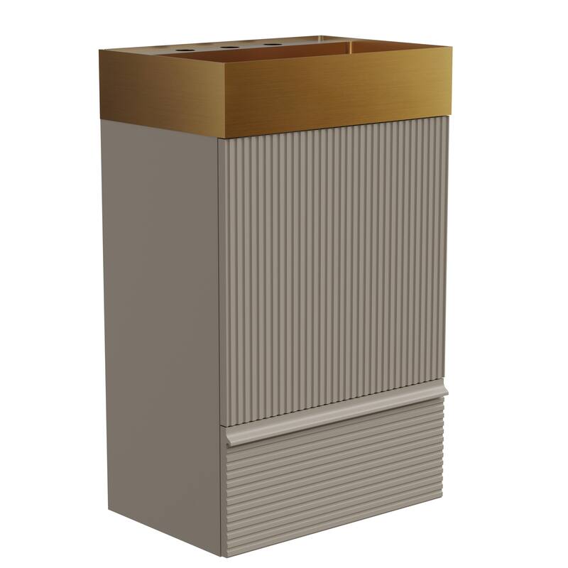 GDFStudio - Gada Stylish 20" Striped Bathroom Vanity with Integrated Stainless Steel Sink and Efficient Storage