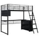 preview thumbnail 17 of 22, Twin/Full Size Loft Bed with LED Light and Bulit-in Desk, Metal Gaming Loft Bedframe with 4 Storage Shelves and Ladder