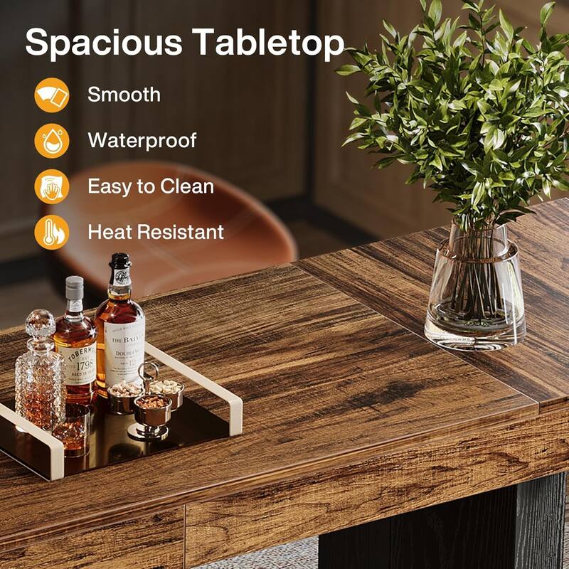 Industrial Bar Table, 70.9" Long Counter Height Pub Table with Sturdy Base