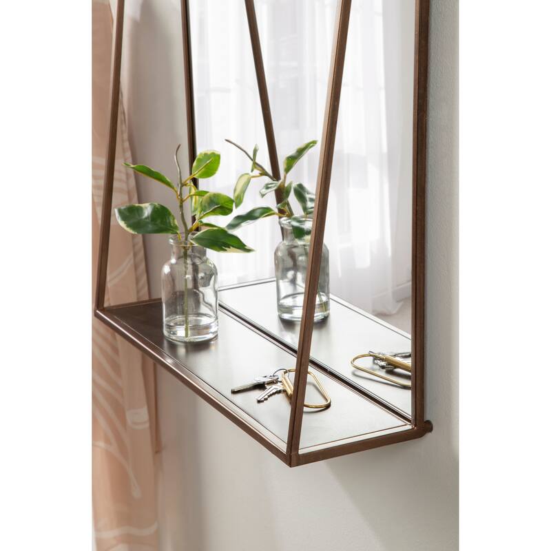 Kate and Laurel Lintz Metal Framed Mirror with Shelf
