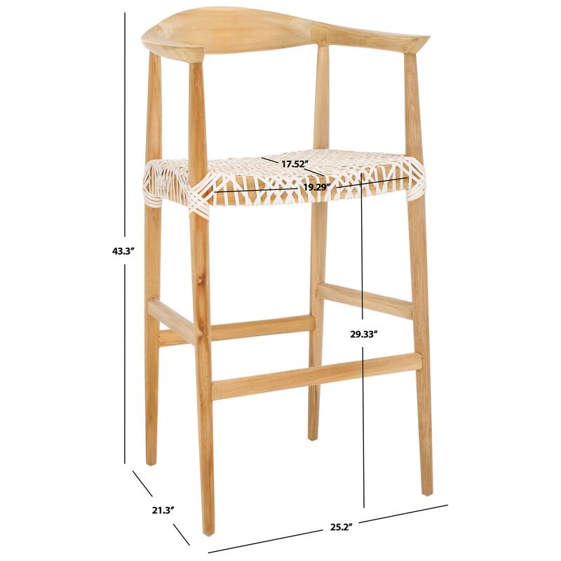 SAFAVIEH Foekje 43 Inch Bandelier Bar Stool - 25.2" x 21.3" x 43.3" - 25Wx21Dx43H