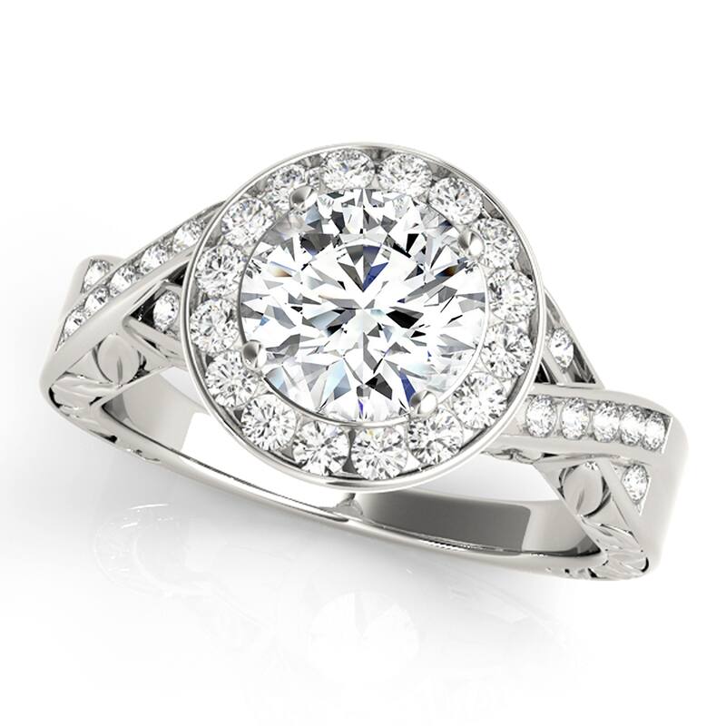 Auriya 14k White Gold Lab Grown Round Diamond Halo Engagement Ring 0.50 to 5.00 ct. tw. (F-G VS) - 1.50 ct. center - 8
