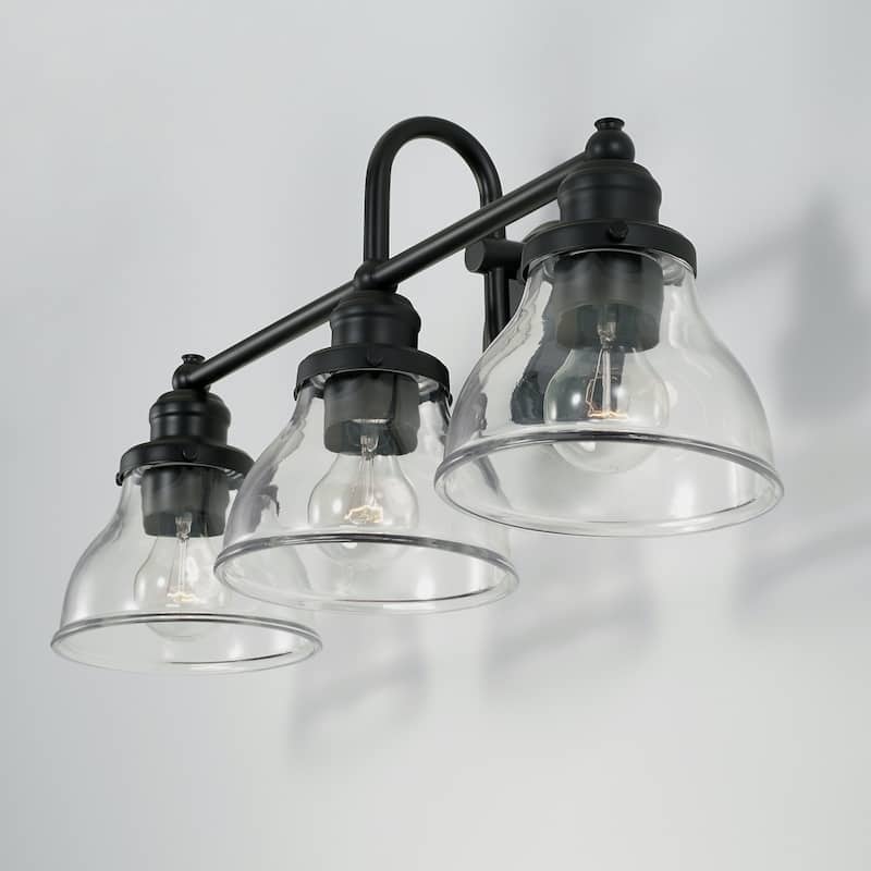 Baxter 24-inch 3-light Bath/ Vanity Fixture w/ Clear Glass - Matte Black