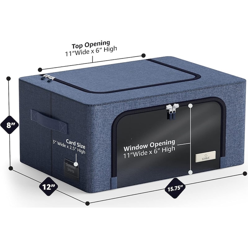 Sorbus Oxford Fabric Storage Bins: Stackable, Foldable Organizer Bags, with Clear Window (Set of 2)
