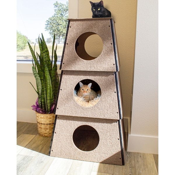 Happystack Cat Tower Model Pyramid Style in Tan Indoor/Outdoor Carpet