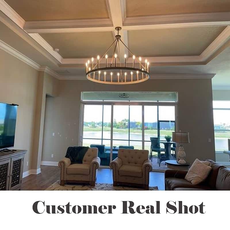 Acroma 24-light 47In Modern Farmhouse Large Wagon Wheel Chandelier
