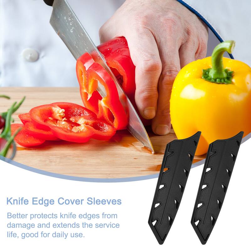 2Pcs Knife Cover Sleeves Knife Edge Guards Blade Protector for 7.5" Chef Knife - Black