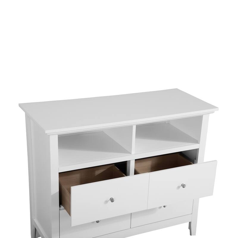 Wooden TV Media Chest with 4 Drawers - 42" - White